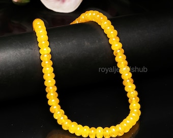 AAA Quality Yellow Quartz Beads Necklace, Smooth Rondelle Gemstone Necklace, Healing Crystal Jewelry, Quartz Beaded Choker Necklace Gift