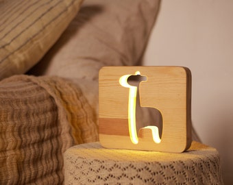 Giraffe Decor Night Light - Kids Room LED Lamp, Personalized Baby Gift, USB Powered Bedside Lighting