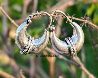 Pendientes de aro de plata de ley (13 x 15 mm), pendientes de aro de plata, pendientes de plata de ley, pendientes de aro, aros de plata gruesos, pendientes gruesos