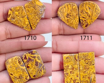 Natural Mariam Jasper Pair Cabochons: Matched Stone Jewelry Set