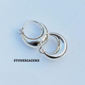 14x16mm chunky silver earrings, 925 chunky earrings, chunky silver hoops, Hoop earrings, sterling 925 silver earrings, Dainty Hoops Earrings