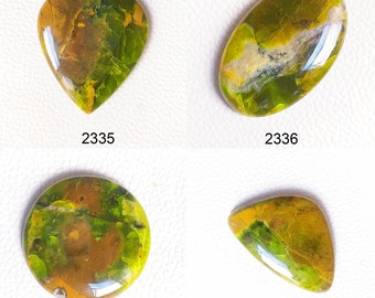 Polished Green Opal Cabochon: Loose Crystal Gemstone for Jewelry