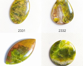 Polished Green Opal Cabochon: Loose Gemstone for Pendant Jewelry