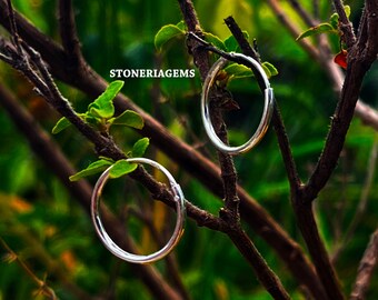 Pendientes de plata de ley de 13 mm, par de aros de plata 925, aros de plata gruesos, aros de plata, pendientes gruesos, pendientes de plata gruesos