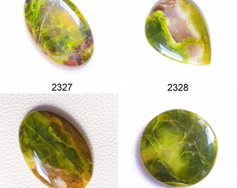 Polished Green Opal Cabochon: Natural Gemstone for Jewelry Making