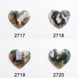 Moss Agate Heart Carved Crystal - Puffy Moss Agate Heart Cabochon - Polished Moss Agate Heart Pendant - Hand Carved Moss Agate Heart Jewelry