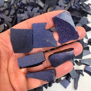 Blue Goldstone Crystal Rough -  Blue Sandstone Crystal Chips - Raw Blue Goldstone Ring - Blue Sandstone Slab - Blue Goldstone Slice Jewelry