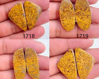Natural Mariam Jasper Agate Cabochon Pair: Healing Gemstone Jewelry