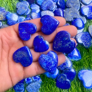 Heart Crystal Lapis lazuli Hearts, Natural Lapis Bulk Heart Crystal, Blue Lapis Lazuli Puffy Hearts Gemstone for Rings, Studs Jewelry Supply