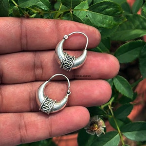 16x19MM Vintage Hoop Earrings, Chunky Silver Hoops, Silver Hoop Earrings, Sterling Silver Earrings, Chunky Silver Earrings, Hollow Hoops