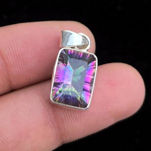 Handcrafted Mystic Topaz Silver Pendant, Mystic Topaz Silver Pendant Birthday Gift For her, 925 Sterling Silver Handmade Vintage Pendant