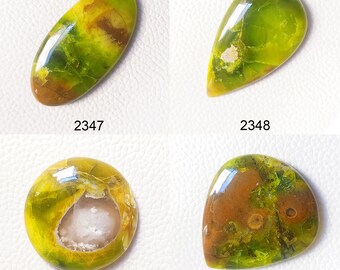 Polished Green Opal Cabochon: Loose Gemstone for Pendant Jewelry