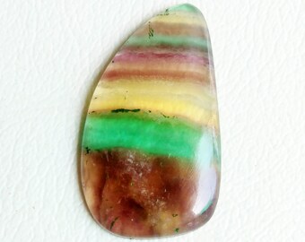 Natural Multi Fluorite Cabochon: Loose Gemstone Pendant (41x23x5MM)