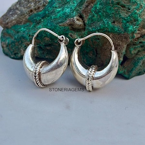 Silver Hoop Earrings, Hoop earrings, Chunky Silver Hoops, sterling silver earrings, chunky earrings, chunky Huggie Hollow Hops earrings,