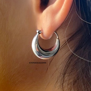15x20MM chunky silver hoops, silver hoop earrings, Dainty Hoop earrings, sterling silver earrings, chunky earrings, chunky silver earrings