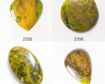 Polished Green Opal Cabochon: Natural Gemstone for Jewelry Making