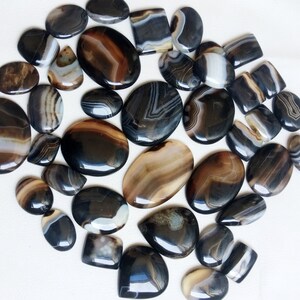 Banded Agate Cabochon Lot: Mix Shapes, Healing Crystal Gemstones