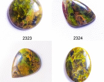 Polished Green Opal Cabochon: Natural Crystal Palm Stone