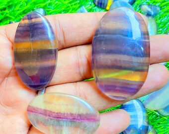 Natural Multi Fluorite Cabochon: Loose Gemstone Pendant Stone