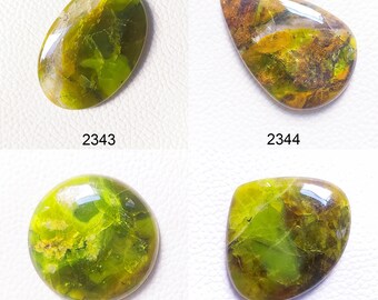 Polished Green Opal Cabochon: Natural Gemstone for Jewelry Making