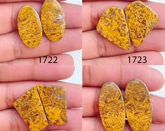 Mariam Jasper Agate Cabochon Pair: Natural Stone Jewelry Making