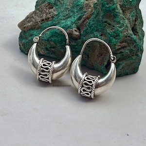 Aros gruesos hechos a mano, aros gruesos de plata, aros de plata, pendientes de plata de ley, pendientes de plata gruesa, aros huecos