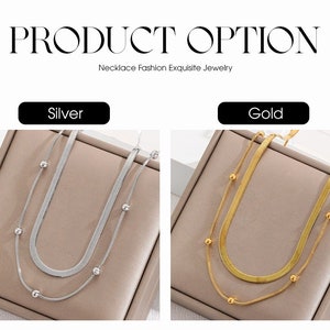 Trendy Stainless Steel 2 Layer Circular Necklace for Women,C Shape Clavicle Chain Choker,Wedding Party Girl Accessories Jewelry,Gift For Her image 6