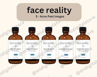 Clear Skin Acne Peel Illustrations Bundle, Aesthetician Esthetician Digital Graphic, Skincare, Instant Download, 5 PNG Images