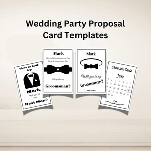 Modèles de cartes de proposition de garçon d'honneur 4 x 6, réservez la date, cadeaux de fête de mariage, célébrant huissier de garçon d'honneur, personnalisation téléchargement immédiat
