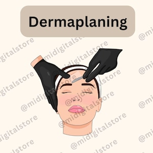 Dermaplaning Spa Girl Estheticians Illustration Image, Med Spa Graphic Clipart, Instant Digital Download, PNG JPG