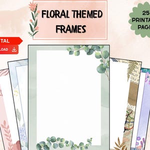 Floral Themed Border Frame Digital Clipart Design