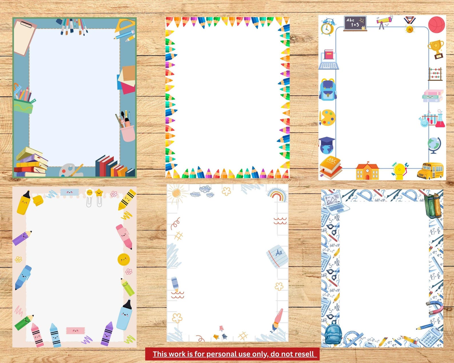 School Themed Border Frame Digital Clipart Design - Etsy