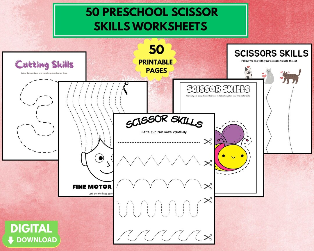 Preschool Scissor Skills Worksheets | Cutting Practice for Kids | Fine ...