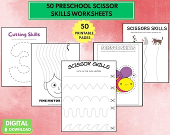 Preschool Scissor Skills Worksheets | Cutting Practice for Kids | Fine Motor Activities | Digital Download