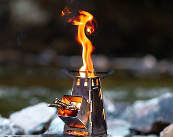 Firetower- By Arnaud - compact foldable - rocket stove - camping wood stove