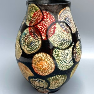 Hand-Carved Ceramic Vase | Textured Artisan Pottery | Modern Home Decor