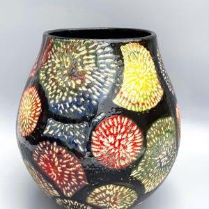 Handmade Black Glazed Ceramic Vase – Textured Modern Pottery, Perfect for Home or Office Decor