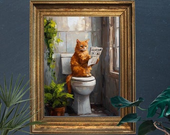 Wunderliches orange Katzen-Lesezeitungs-Plakat