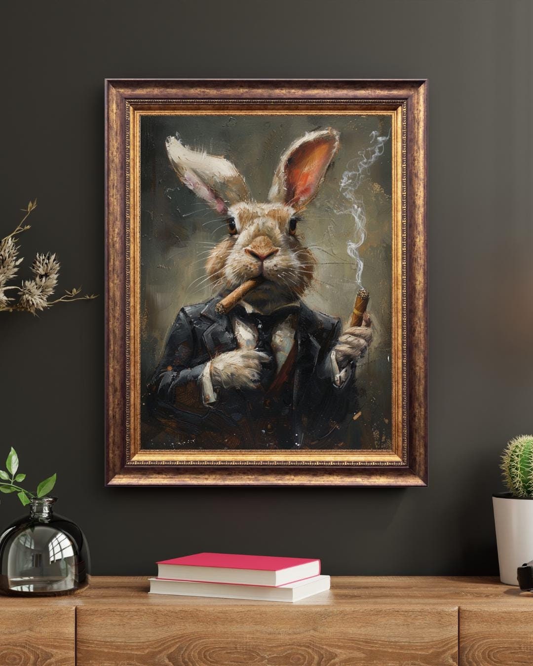 Vintage Rabbit Art Print, Dapper Bunny Smoker Poster - Etsy