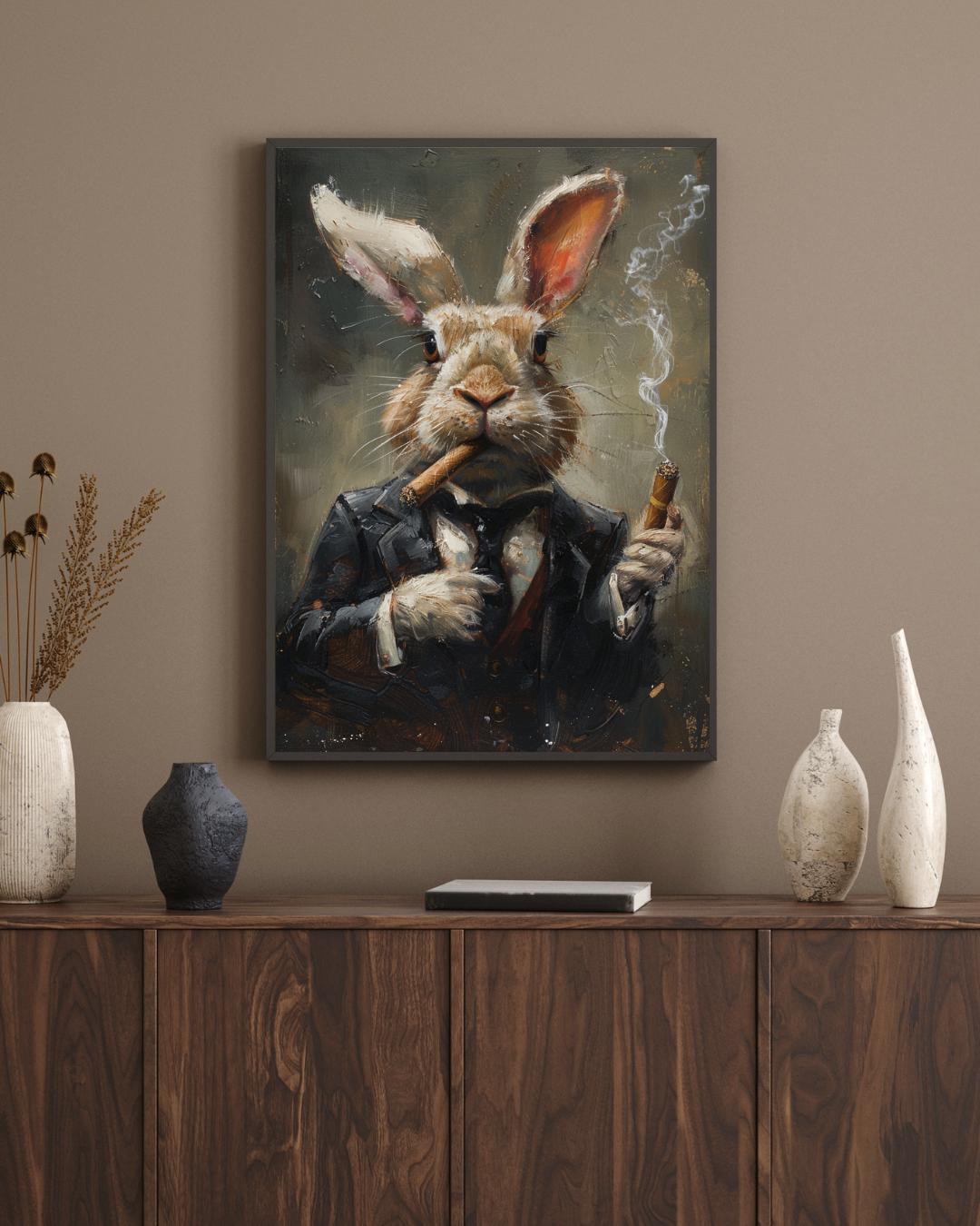 Vintage Rabbit Art Print, Dapper Bunny Smoker Poster - Etsy