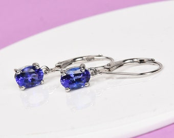 Premium AAAA Tanzanite Lever Back Earring in Sterling Silver, Tanzanite Earring, Tanzanite Jewelry, Dangle Earring, Gift for Her