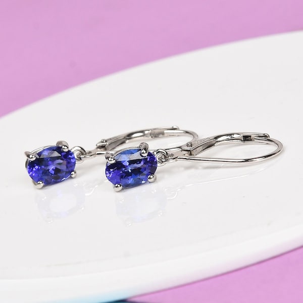 Premium AAAA Tanzanite Lever Back Earring in Sterling Silver, Tanzanite Earring, Tanzanite Jewelry, Dangle Earring, Gift for Her