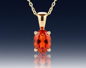 AAA Mexikanischer Feueropal Anhänger aus Gelbgold 925 Sterlingsilber - Natürliche Feueropal Halskette, Oktober Geburtsstein Edelsteinschmuck