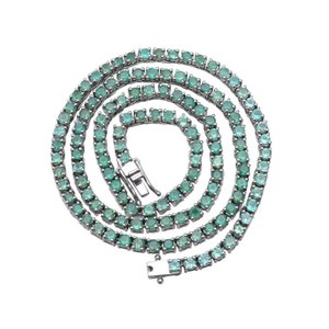 Natural Zambian Emerald Tennis Necklace in Sterling Silver, Emerald Necklace, Emerald Chain Necklace, Emerald Line Necklace, Gift for Her