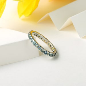 Natural Color Change Alexandrite Eternity Band Ring in Sterling Silver, Eternity Ring, June Birthstone, Rare Gemstone Ring, Gift for Her