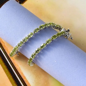 Peridot Tennis Bracelet in Platinum Over Sterling Silver, Peridot Bracelet, Peridot Jewelry, Gemstone Bracelet, Tennis Bracelet for Women