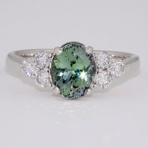 World Rare Green Tanzanite Ring in Sterling Silver, Peacock Tanzanite Ring, Unheated Tanzanite Ring, Green Blue Tanzanite Ring, Gift for Her
