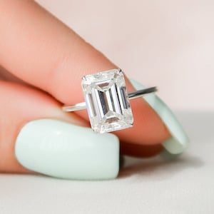 2CT Emerald Cut Cubic Zirconia Engagement Wedding Ring. 18k Yellow Gold Over Sterling Silver S925. Travel Ring | Bridal Ring | Promise Ring