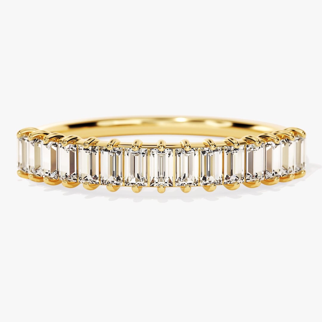 14K Solid Gold Vertical Baguette Wedding Ring / Vertical Baguette Cut — free download