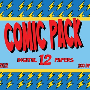 Comic Effects Digital Paper Pack [High Quality 12pc Digital Papers] - Journal Pages - Phone Background Photo - Seamless